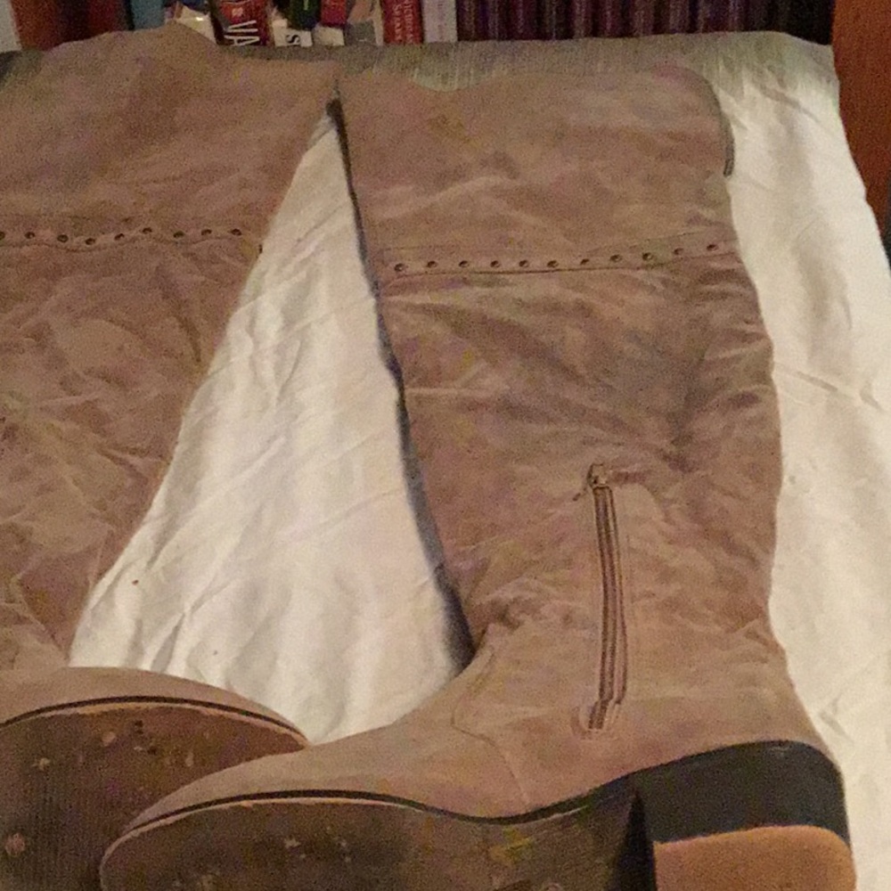 Light brown knee high boots